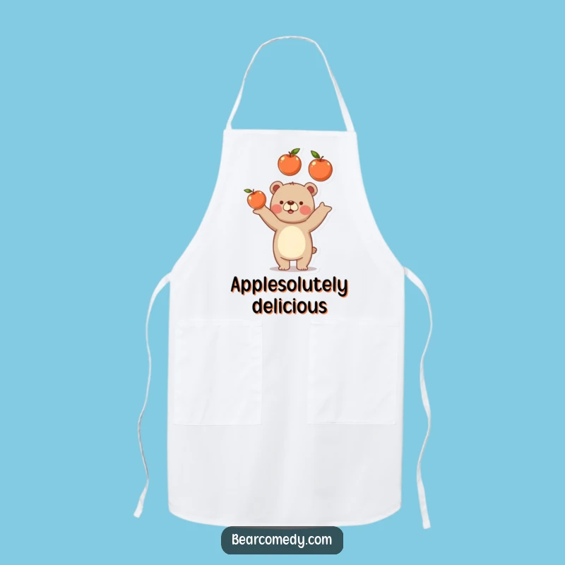 Funny Bear Juggling Apples Apron - Comical Kitchen Fruit Wear Gift