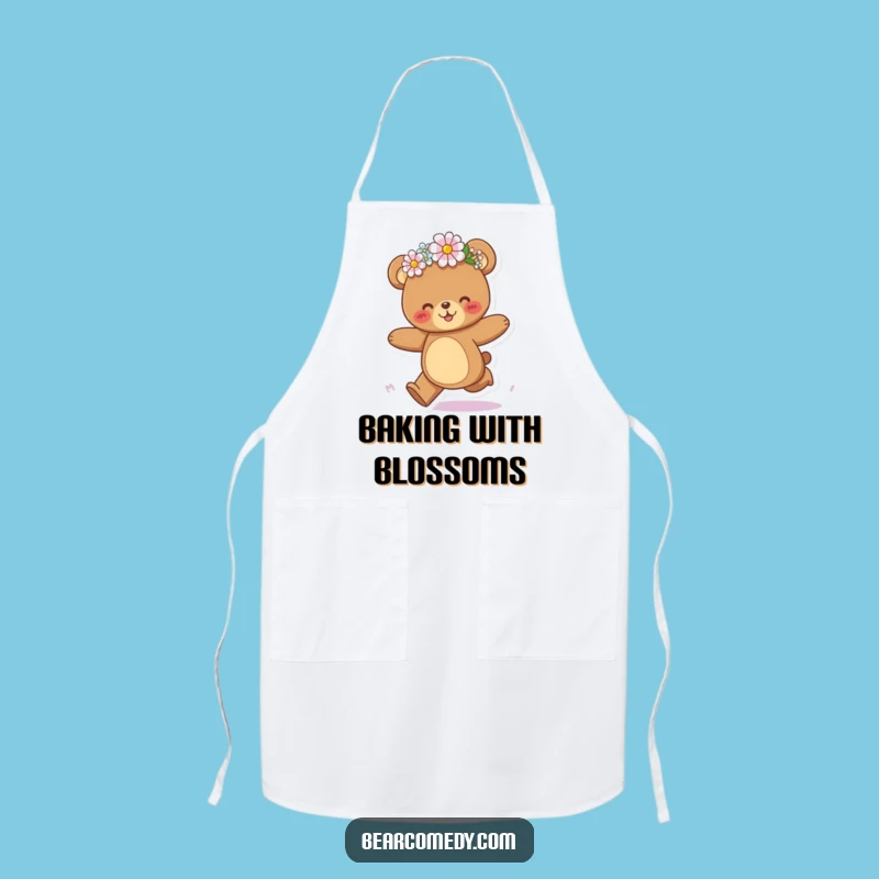 Funny Bear Galloping Flower Apron - Whimsical Kitchen Fun