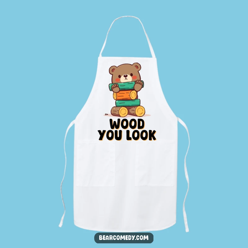 Funny Bear Balancing Logs Apron - Comical Kitchen Wear Gift
