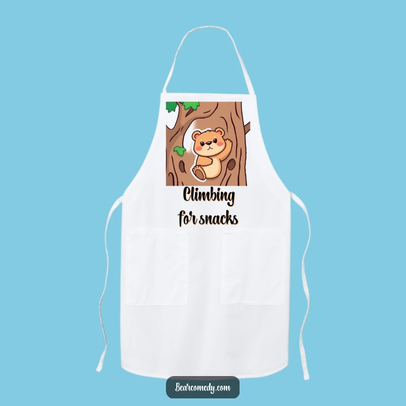 Funny Bear Climbing Apron: Determined Animal Kitchenwear for the Perfect Funny Gift!
