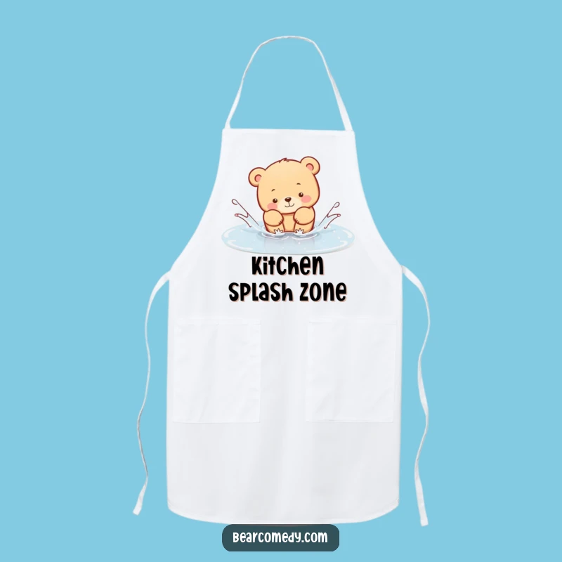 Funny Bear Puddle Splash Apron: Cute Animal Kitchenwear for the Perfect Funny Gift!