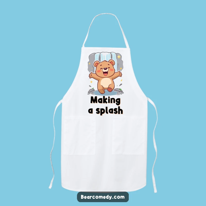 Funny Energetic Bear Waterfall Apron - Cook with Adventure Spirit
