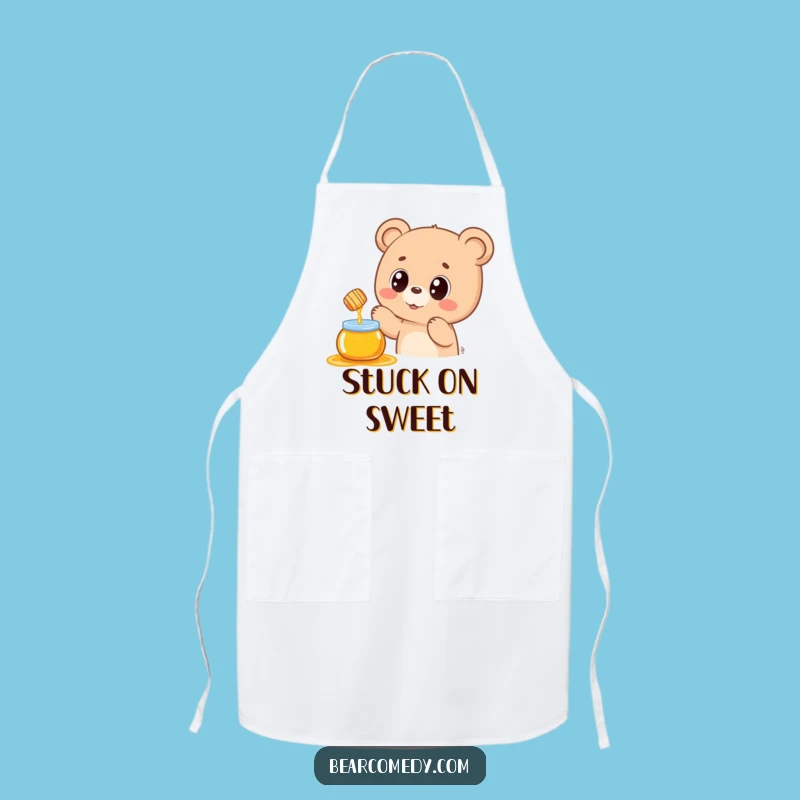 Funny Kawaii Bear Honey Pot Apron: Hilarious Kitchen Wear for Sweet Cooks