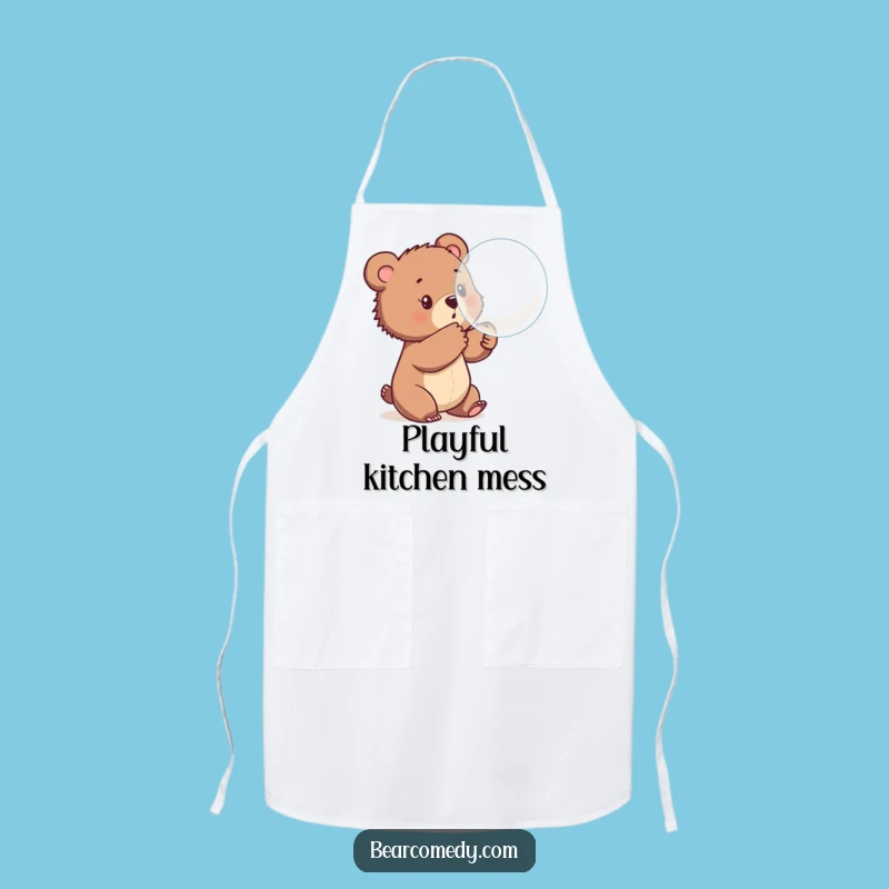 Funny Bear Cub Bubble Apron: Hilarious Kitchen Wear for Playful Cooks