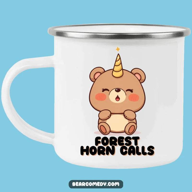 Funny Bear Magical Horn Camping Mug - Enchanting Outdoor Brew