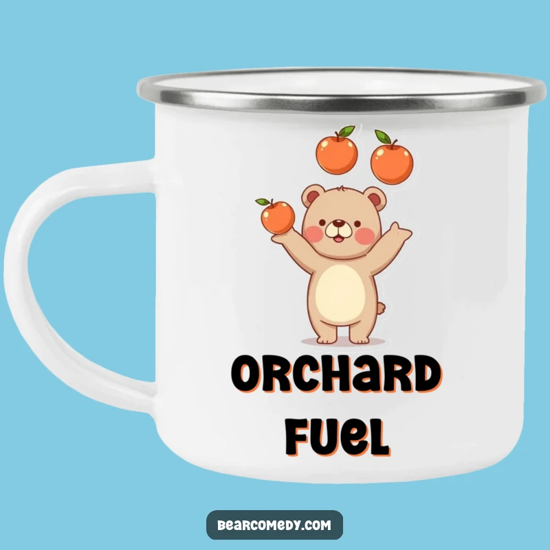 Funny Bear Juggling Apples Camping Mug - Outdoor Fruit Humor Cup Gift