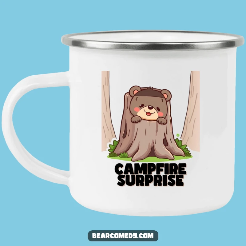 Funny Bear Peeking Camping Mug - Outdoor Mischief Coffee Cup Gift