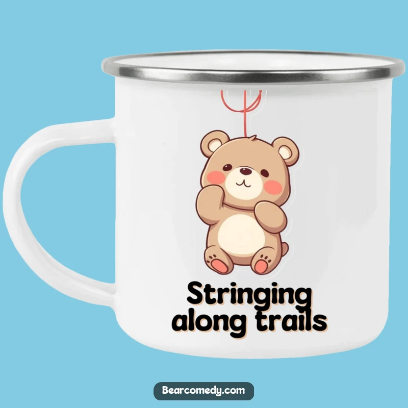 Funny Bear String Batting Camping Mug - Playful Outdoor Companion