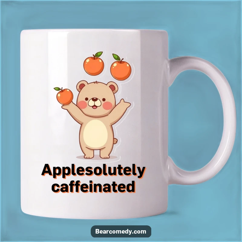Funny Bear Juggling Apples Mug - Playful Fruit Toss Coffee Cup Gift