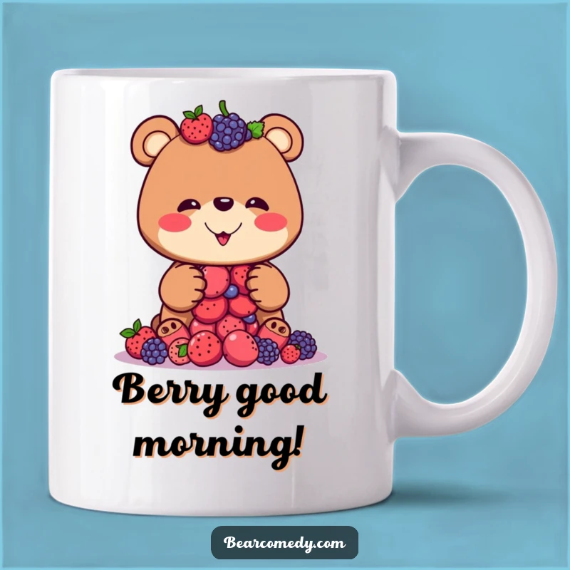 Funny Bear Balancing Berries Mug: A Hilarious Foodie Gift for Bear Lovers