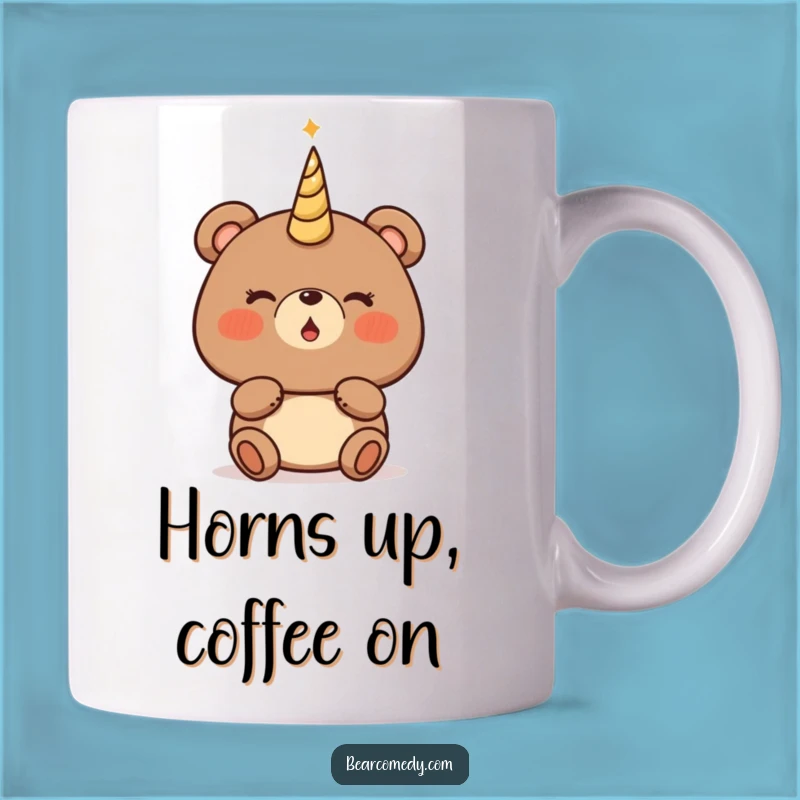 Funny Bear Magical Horn Mug - Enchanting Gift for Bear Fans