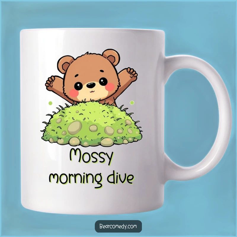 Funny Determined Bear Moss Jump Mug: Adventure Awaits Your Morning Brew Gift