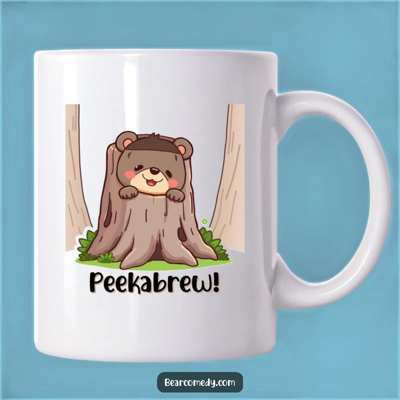 Funny Bear Peeking Mug - Mischievous Woodland Creature Coffee Cup Gift