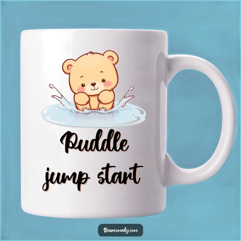Funny Bear Puddle Splash Mug: Adorable Animal Design for the Perfect Funny Gift!