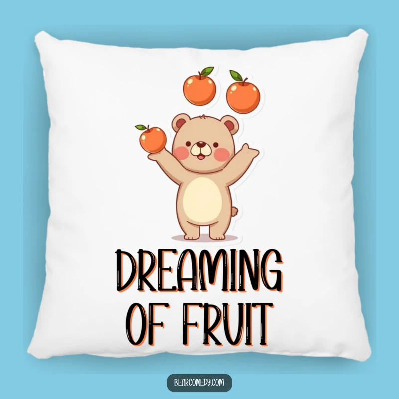 Funny Bear Juggling Apples Pillow - Comfy Fruit Toss Cushion Gift