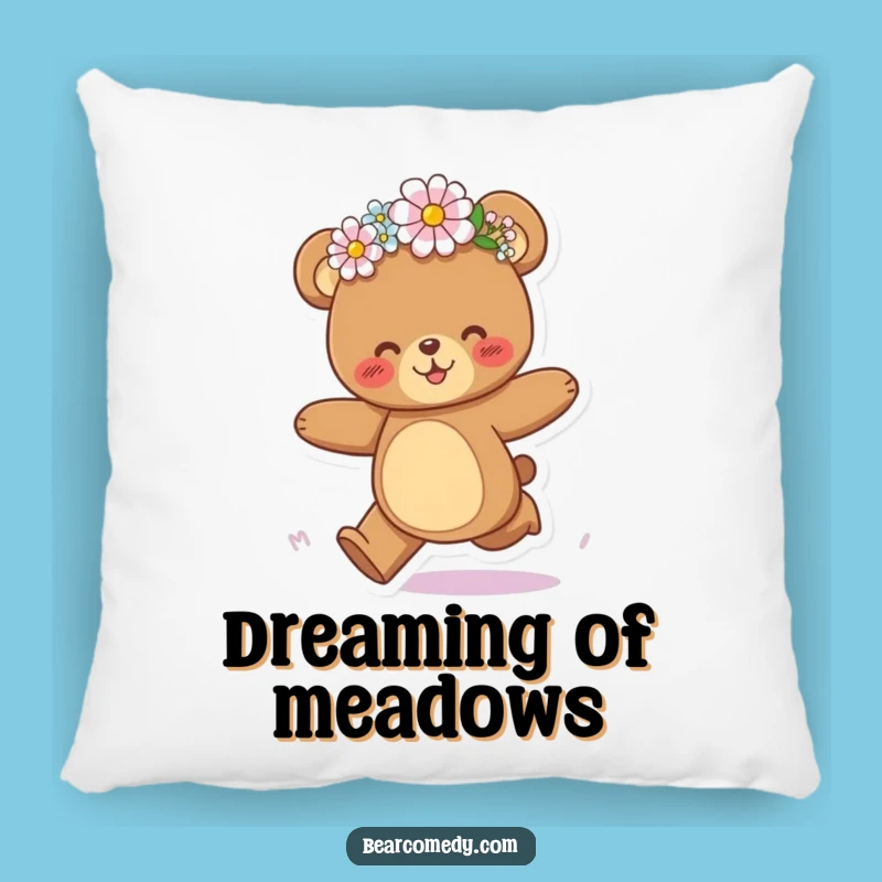 Funny Bear Galloping Flower Pillow - Plush Comfort and Cheer