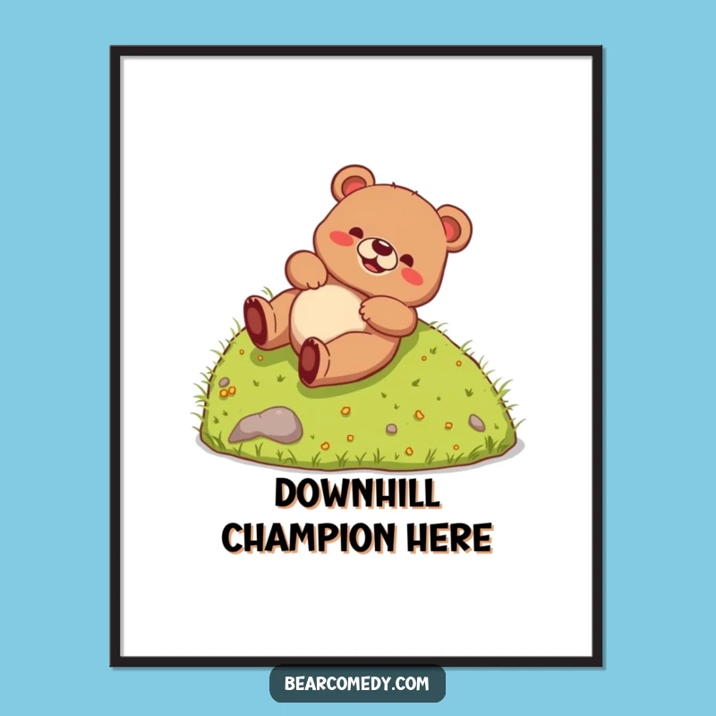 Funny Bear Rolling Digital Print: Instant Creature Art for the Perfect Funny Gift!