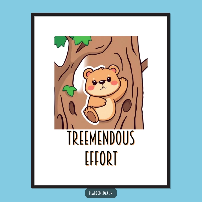 Funny Bear Climbing Digital Print: Instant Animal Art for the Perfect Funny Gift!