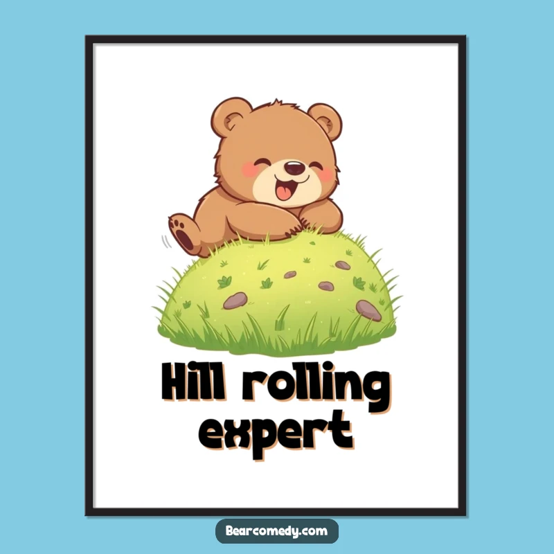 Funny Bear Cub Rolling Digital Art: Hilarious Printable Decor for Instant Joy
