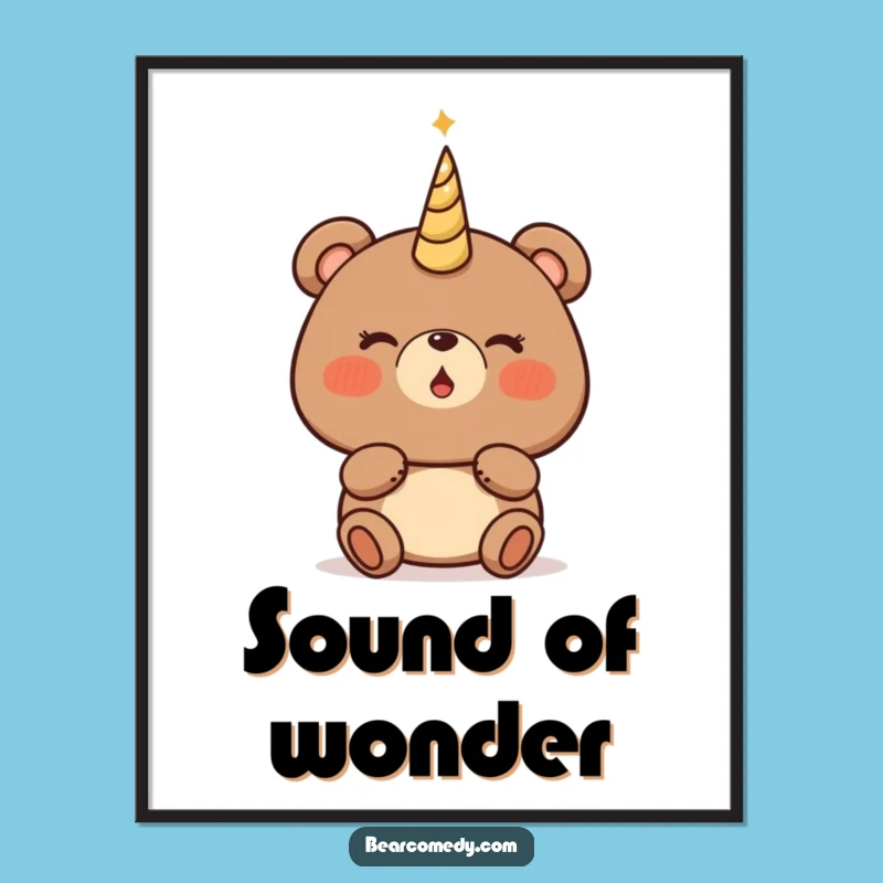 Funny Bear Magical Horn Digital Art - Instant Enchanted Decor
