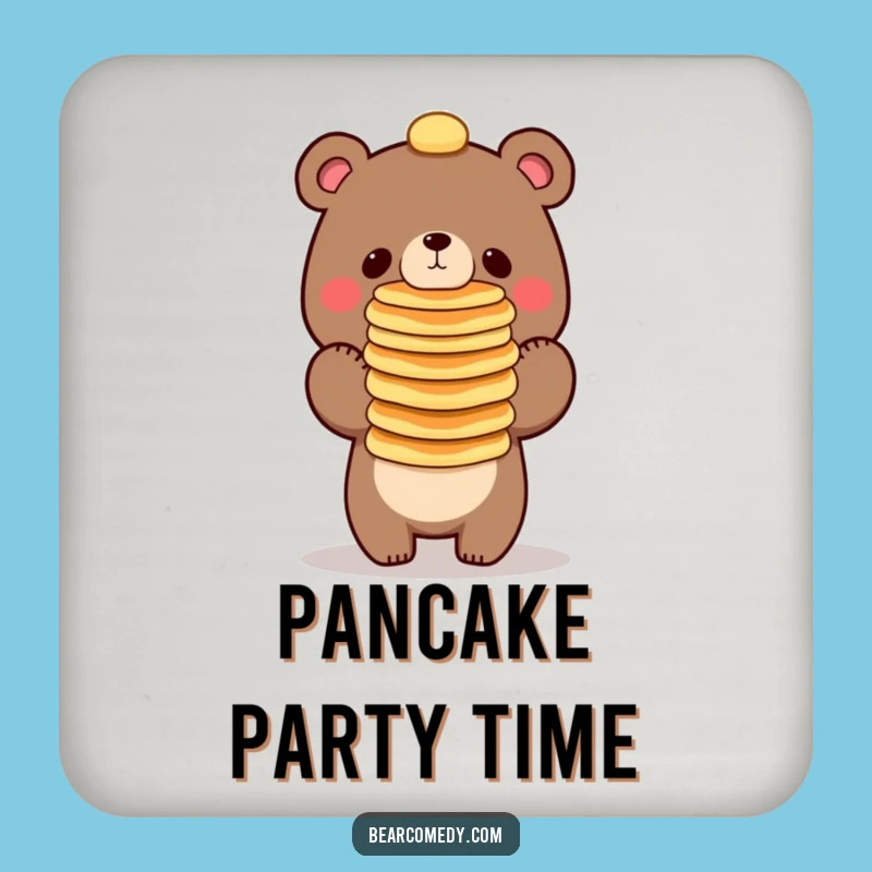 Funny Bear Balancing Pancakes Coasters - Protect Surfaces with Humor