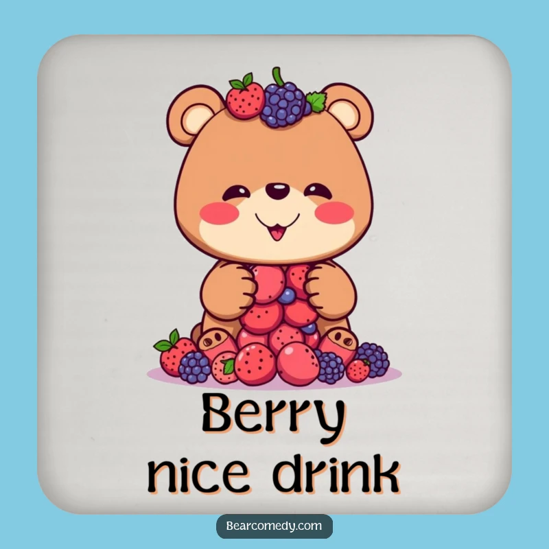Funny Bear Berry Balance Coaster: Protect Surfaces with a Smile Gift