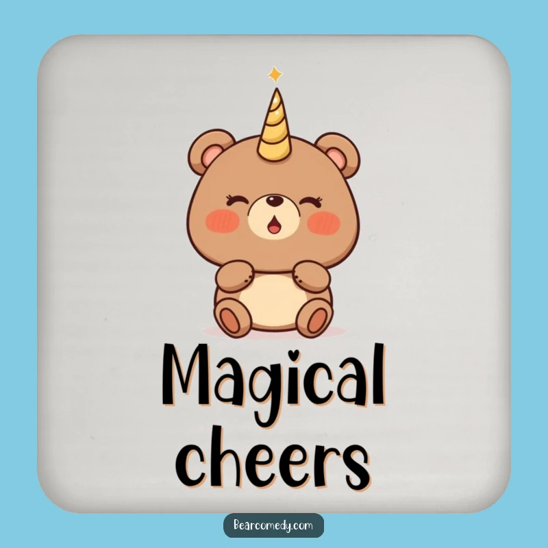 Funny Bear Magical Horn Coaster - Protect Surfaces with Enchantment