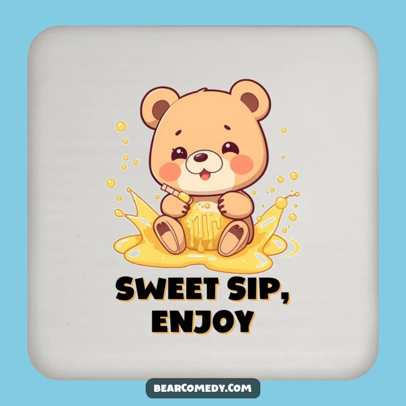 Funny Honey Bear Splash Coaster: Protect Surfaces with Sweetness Gift