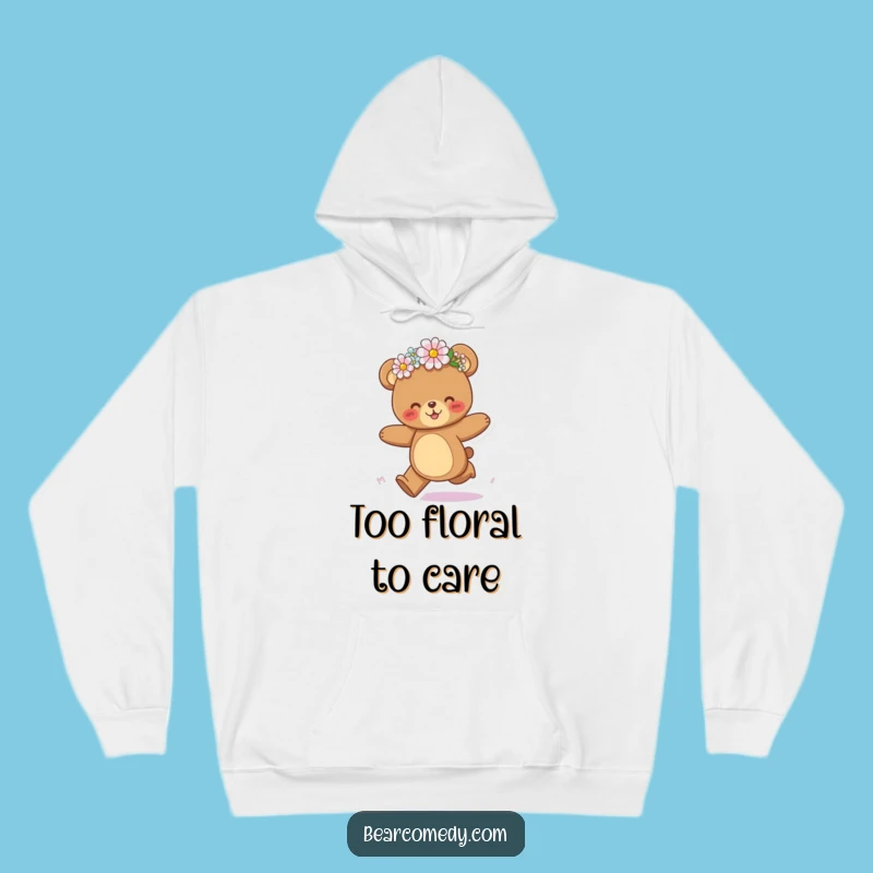 Funny Bear Galloping Flower Hoodie - Cozy & Cheerful Bear Apparel
