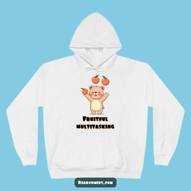 Funny Bear Juggling Apples Hoodie - Cozy Fruit Toss Sweatshirt Gift