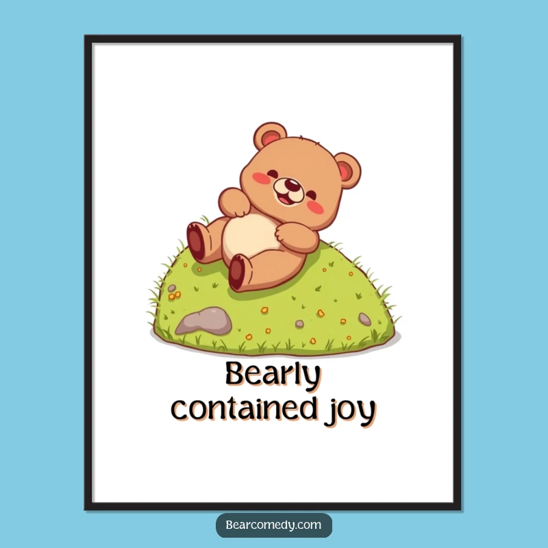 Funny Free Printable Wall Art: Bear Rolling Downhill, Humorous Downloadable Decor