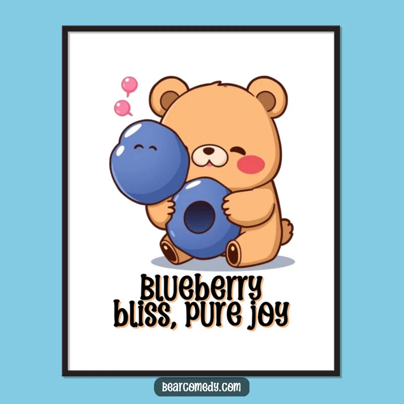Free Printable Funny Bear Wall Art: Blueberry Munch Downloadable Decor Humor