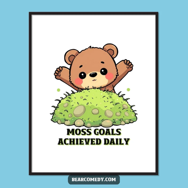 Free Printable Funny Bear Wall Art: Moss Jump Downloadable Decor Humor