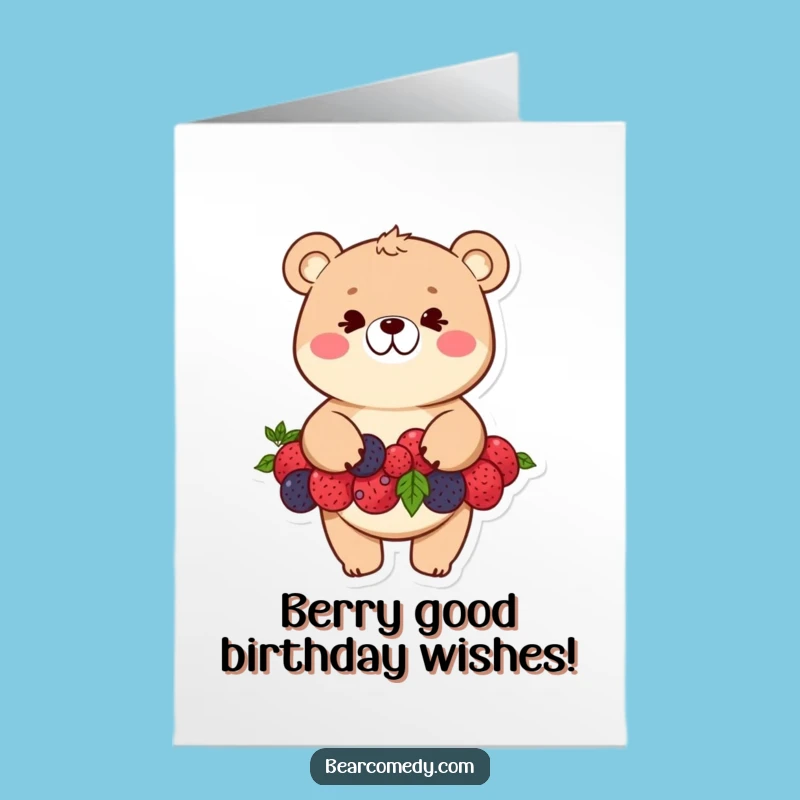 Free Printable Birthday Card: Funny Bear Berries Balance, Downloadable Gift for Laughs