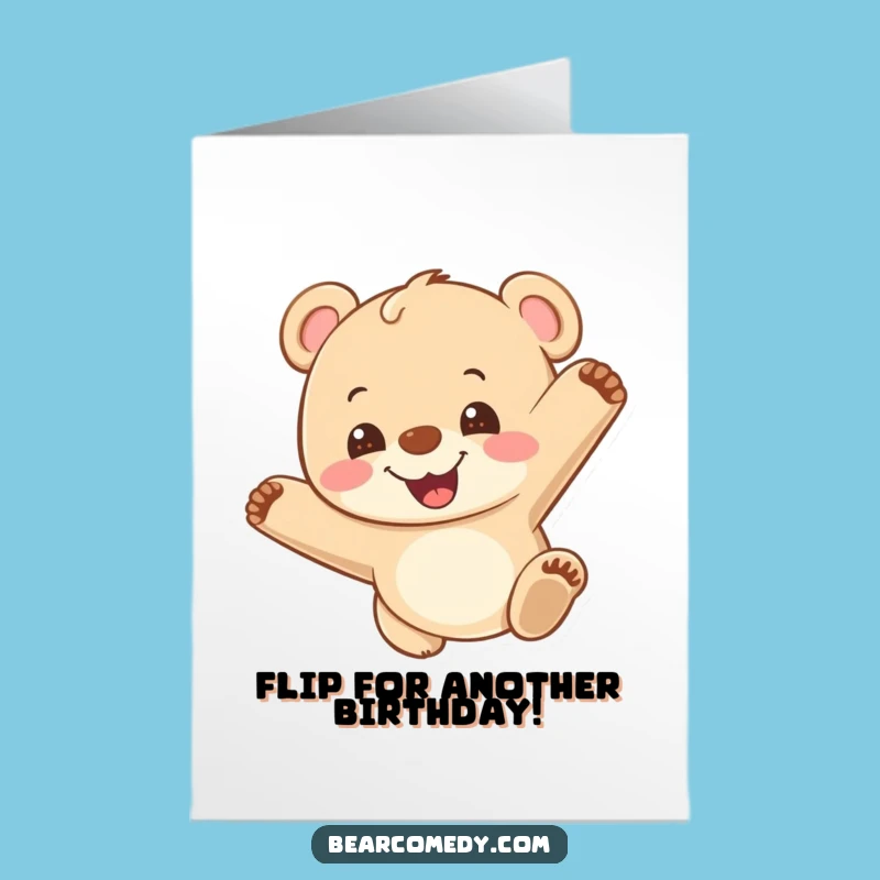 Free Printable Somersault Bear Birthday Card - Funny Downloadable Gift for Joy