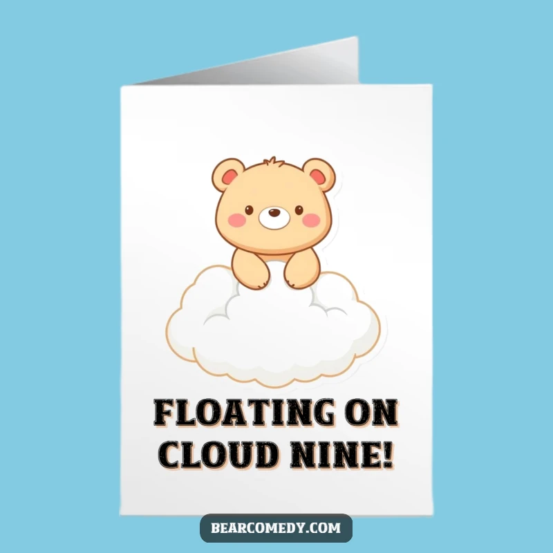 Free Printable Bear Cloud Rider Congrats Card: Humorous Downloadable Gift for Soaring Success