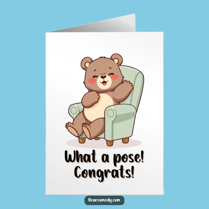 Free Printable Congrats Card: Bear Pose, Tiny Chair Success Downloadable