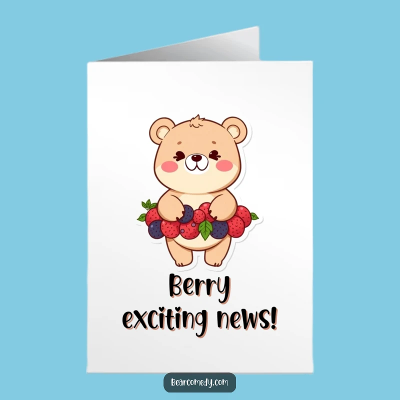 Free Printable Congrats Card: Funny Bear Berries Balance, Downloadable Gift for Any Occasion