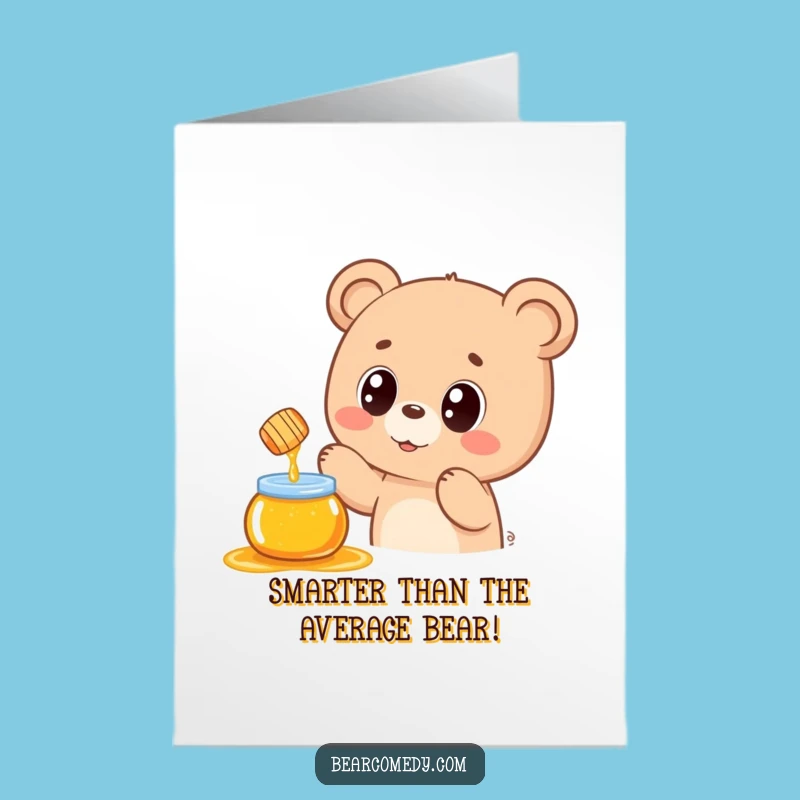 Free Printable Kawaii Bear Honey Congrats Card - Funny Downloadable Gift for Success