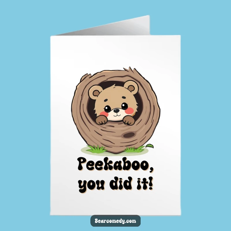 Curious Bear Congrats Free Printable Card - Gentle Peeking Downloadable