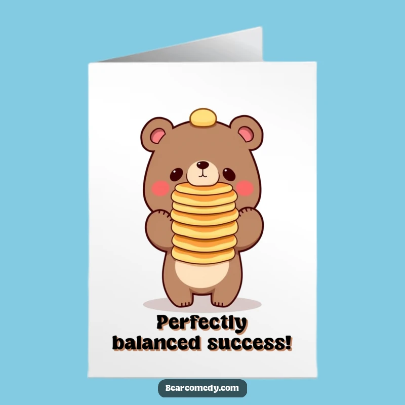Pancake Stunt Congrats Free Printable Card - Funny Bear Downloadable