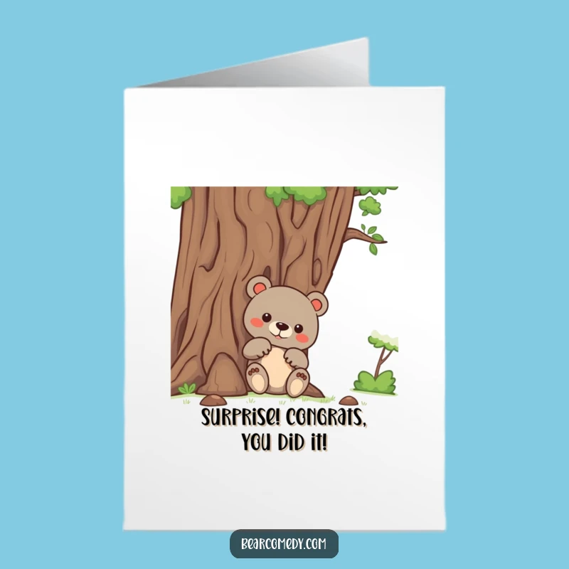Free Printable Congrats Card: Peeking Bear Discovery Downloadable Gift