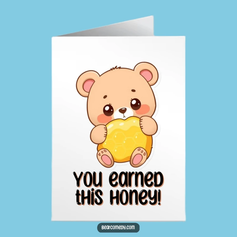 Beary Big Congrats Free Printable Card - Funny Honeycomb Hug Downloadable