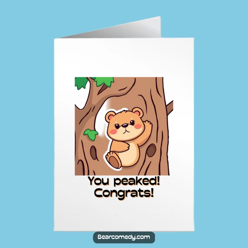 Free Printable Congrats Card: Determined Bear Climbing, Humorous Downloadable Gift