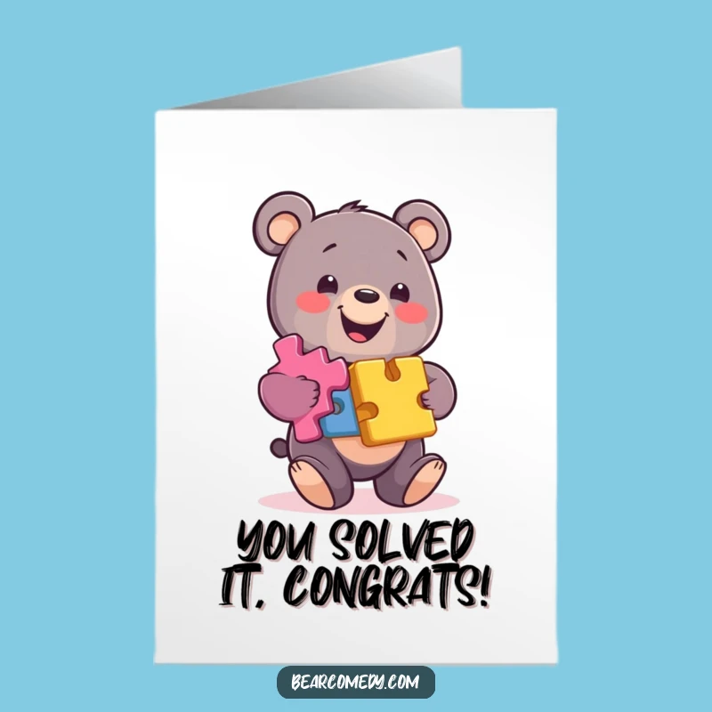 Free Printable Congrats Card: Puzzle Bear Success Downloadable Gift