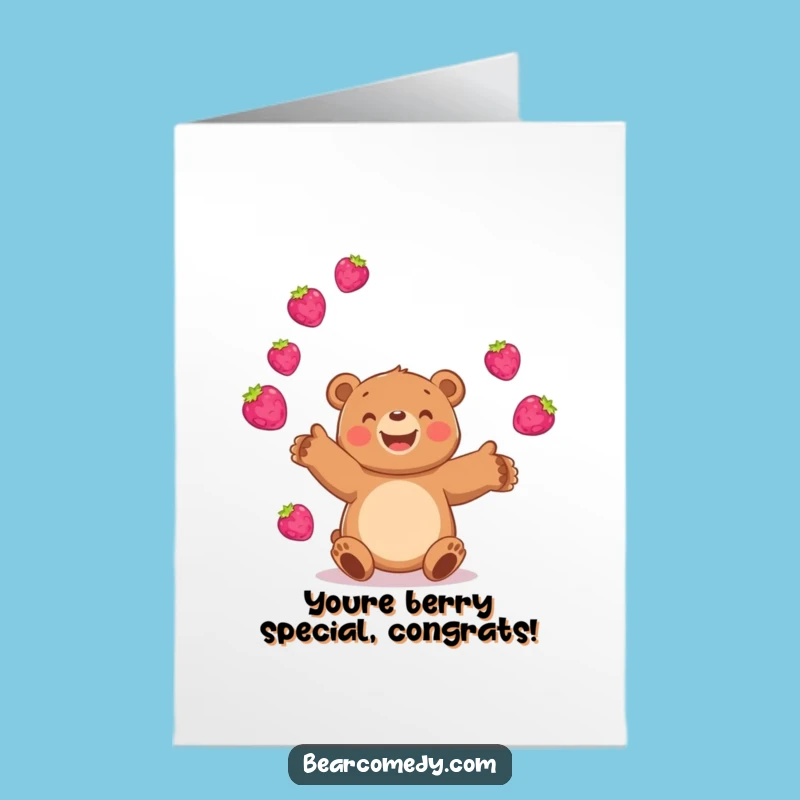 Free Printable Congrats Card: Berry Juggling Success Downloadable Gift
