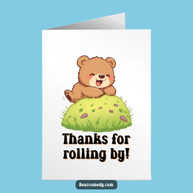 Free Printable Rolling Bear Cub Thank You Card - Funny Downloadable Gift Gratitude