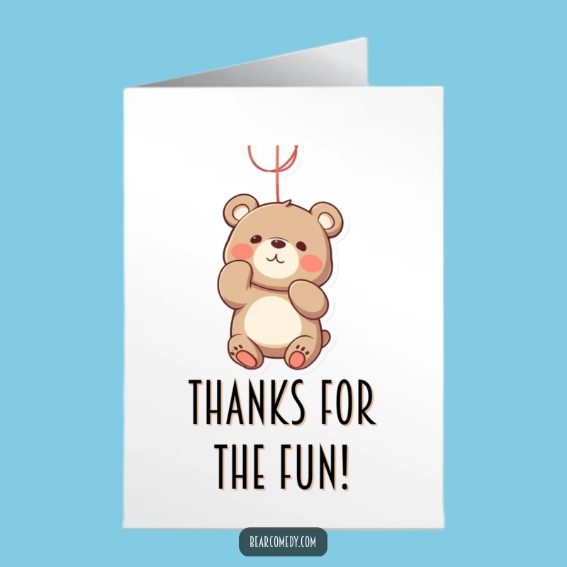 Free Printable Thank You Card: Bear String Antics, Downloadable Playful Gift