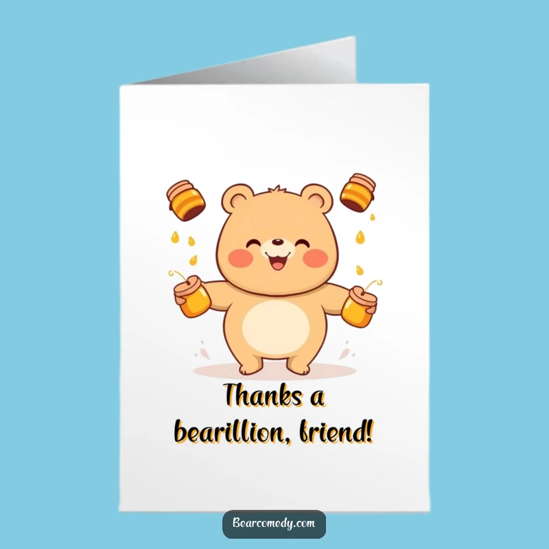 Free Printable Thank You Card: Juggling Bear Gratitude Downloadable Gift