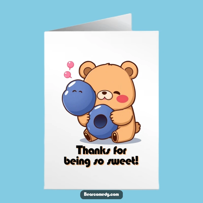 Free Printable Thank You Card: Bear Blueberry Munch Humor Downloadable Instant Gift